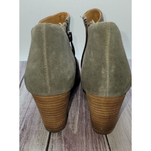 Franco Sarto Women's Dimona Boot Size 8 Block Heel Gray Suede Woven Slits - Picture 4 of 8